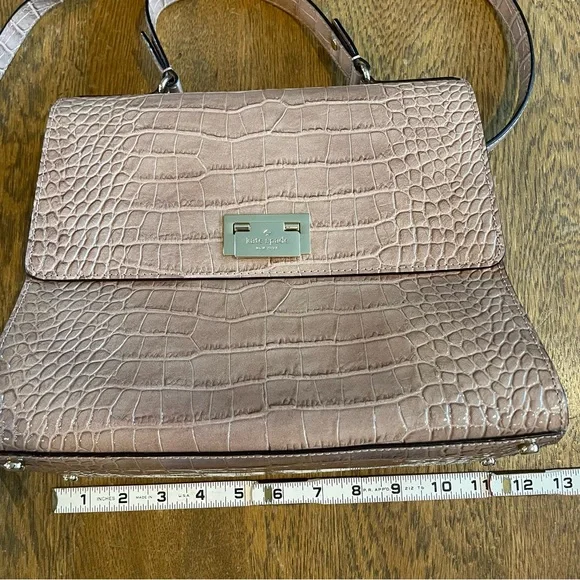 Kate Spade Knightsbridge Doris Satchel Croc Embossed Leather Sparrow Tan